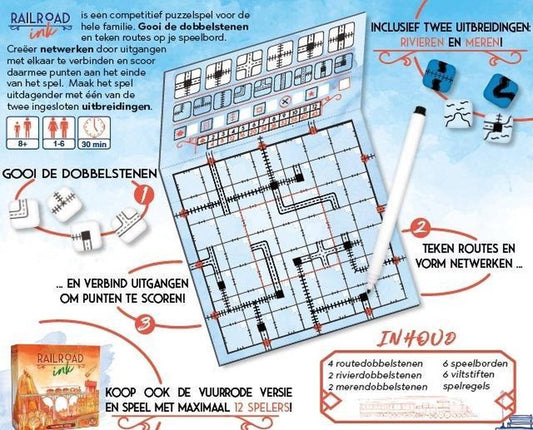 Railroad Ink: Diepblauwe versie - Dobbelspel | NL _2| Spelgenot